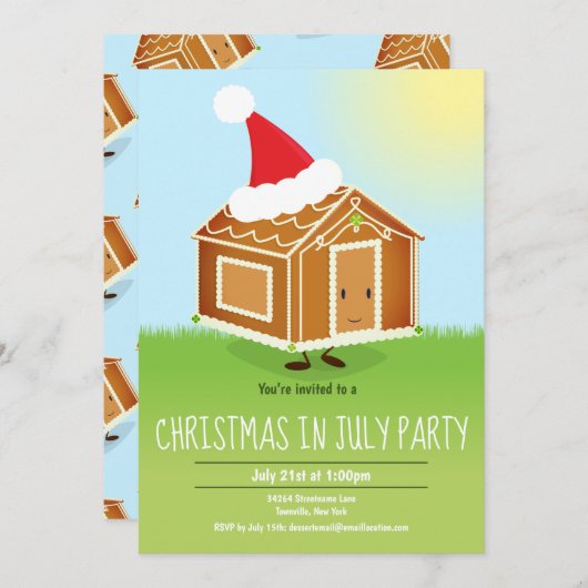 おもしろいクリスマスin 7月パーティの招待状 招待状 (正面/裏面)