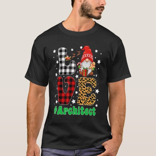 おもしろいクリスマスLeopard Plaid LOVEアーキテクト格言 Tシャツ (正面)