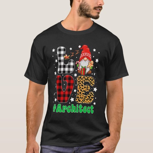 おもしろいクリスマスLeopard Plaid LOVEアーキテクト格言 Tシャツ (正面)