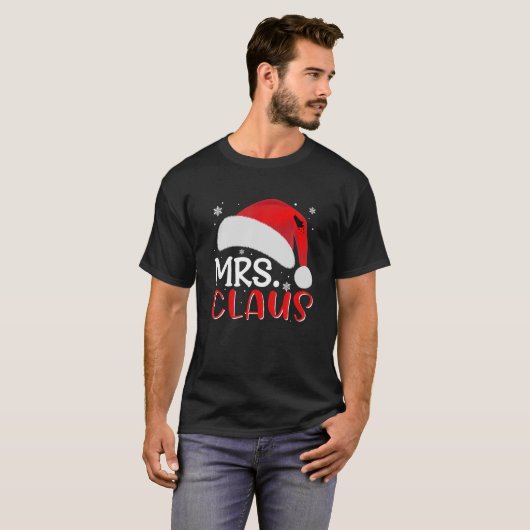 おもしろいクリスマスMRSクロースかわいいハットサンタファミリーパ Tシャツ (正面フル)