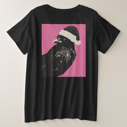おもしろいクリスマスSanta Crow I信じ プラスサイズTシャツ (デザイン裏面)