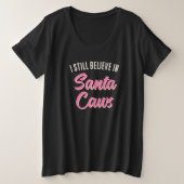 おもしろいクリスマスSanta Crow I信じ プラスサイズTシャツ (デザイン正面)