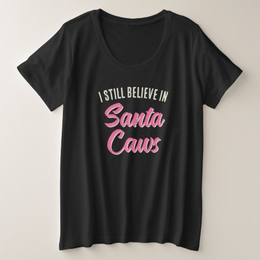 おもしろいクリスマスSanta Crow I信じ プラスサイズTシャツ (デザイン正面)