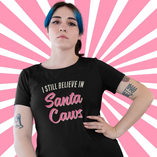 おもしろいクリスマスSanta Crow I信じ プラスサイズTシャツ