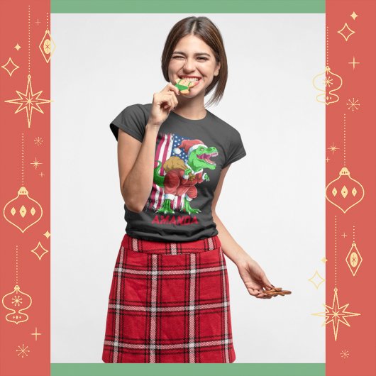 おもしろいクリスマスSanta Tレックスティラノサウルスクリスマス Tシャツ
