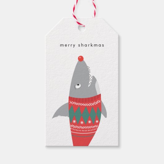 おもしろいクリスマスsharkGiftラベル ギフトタグ (正面)