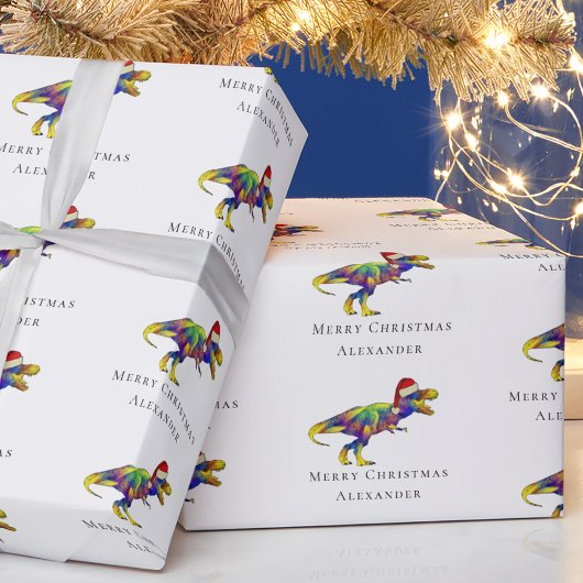 おもしろいクリスマスTレックスパーソナライズされた ラッピングペーパー