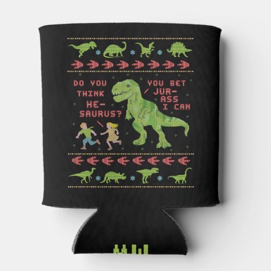 おもしろいクリスマスTレックスプンユーモアニットフェイク 缶クーラー (裏面)