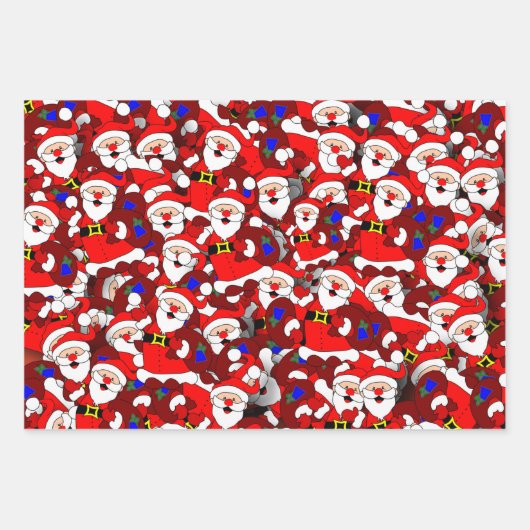 おもしろいクリスモダンお洒落サンタ ラッピングペーパーシート (正面)