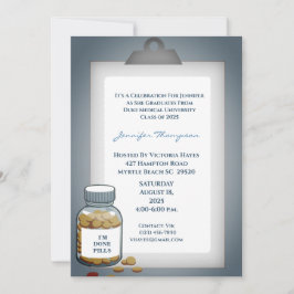 おもしろいクリップボード医学卒業パーティー 招待状