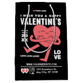 おもしろいクリームホワイトレモダンッドバレンタインデー ミディアムペーパーバッグ (正面)