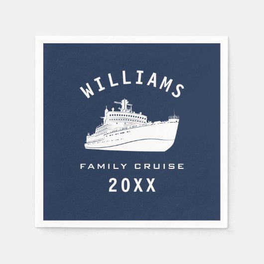 おもしろいクルーズシップシーファミリー懇親会サマーバケーション スタンダードカクテルナプキン (正面)