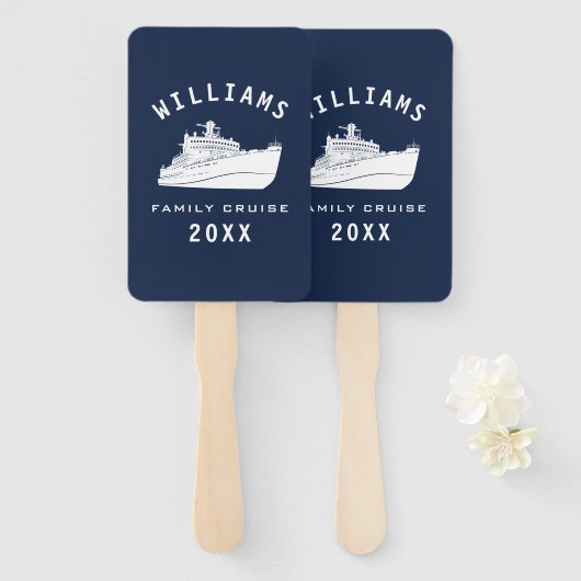 おもしろいクルーズシップシーファミリー懇親会サマーバケーション ハンドファン (正面&裏面)