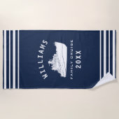 おもしろいクルーズシップシーファミリー懇親会サマーバケーション ビーチタオル (正面)