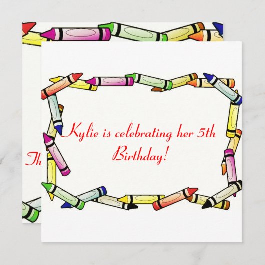 おもしろいクレヨンバースデーパーティ招待状 招待状 (正面/裏面)