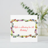 おもしろいクレヨンバースデーパーティ招待状 招待状 (スタンド正面)