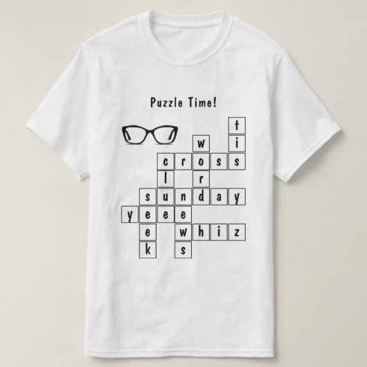 おもしろいクロスワードパズル白黒 Tシャツ (デザイン正面)