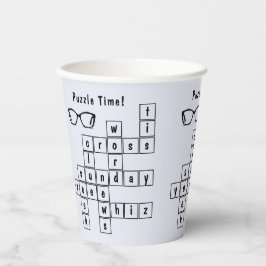 おもしろいクロスワードパズル、黒い眼鏡フレーム 紙コップ