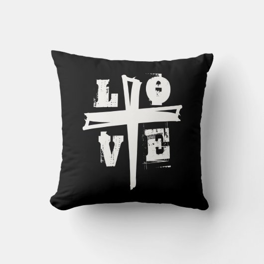 おもしろいクロスLOVEレタリング | クッション (正面)