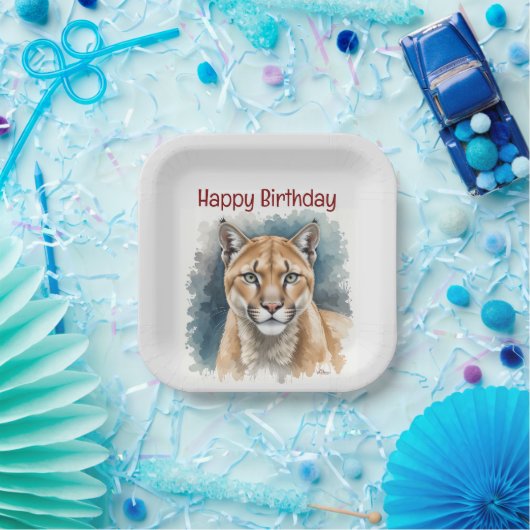 おもしろいクーガーオーバーザヒル誕生日 ペーパープレート (パーティー)