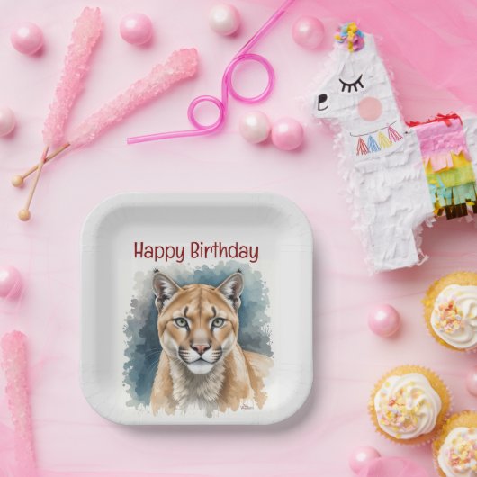 おもしろいクーガーオーバーザヒル誕生日 ペーパープレート (パーティー)