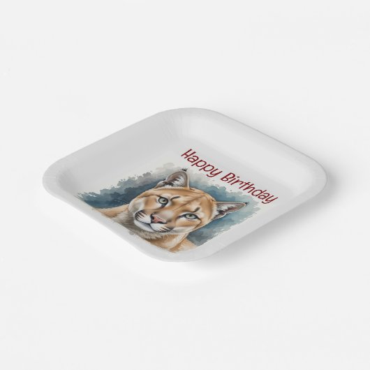 おもしろいクーガーオーバーザヒル誕生日 ペーパープレート (傾斜あり)