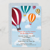 おもしろいクールと熱気球|誕生日 招待状 (正面/裏面)