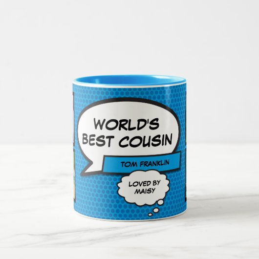 おもしろいクールのモダン写真コラージュ ツートーンマグカップ (中央)