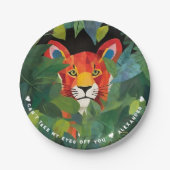おもしろいクールオレンジサファリタイガーカラフルジャングル絵を描 ペーパープレート (正面)