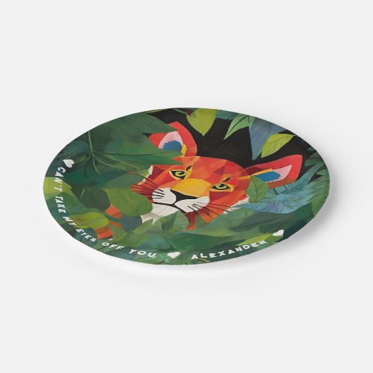 おもしろいクールオレンジサファリタイガーカラフルジャングル絵を描 ペーパープレート (アングル)