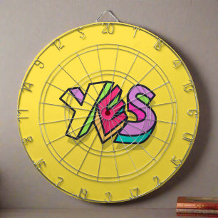 おもしろいクールカラフルYES黄色のトレンディーはっきりしたスポーツ ダーツボード