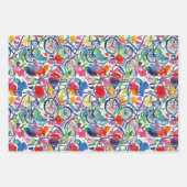 おもしろいクールカラースケッチ自転車の水の色パターン ラッピングペーパーシート (正面3)