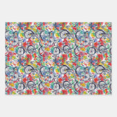 おもしろいクールカラースケッチ自転車の水の色パターン ラッピングペーパーシート (正面)