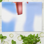 おもしろいクールキッチンタオルに冒険好きな赤いバイプレーン キッチンタオル (折り畳み)