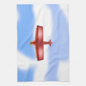 おもしろいクールキッチンタオルに冒険好きな赤いバイプレーン キッチンタオル (縦)