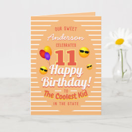 おもしろいクールキッド誕生日Sun Emojisとバルーン カード