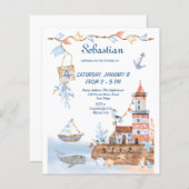 おもしろいクールサンビーチパーティーサンドキャッスル子供の誕生日 (正面/裏面)