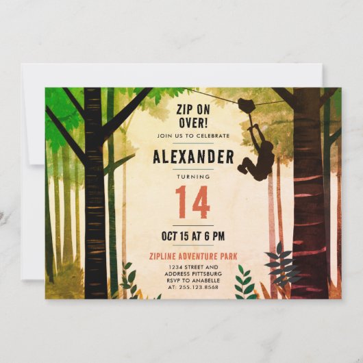 おもしろいクールジプリングリーンアドベンチャー自然屋外 招待状 (正面)