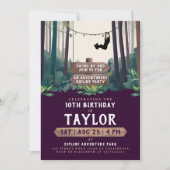 おもしろいクールジプリンフォレストパープル誕生日アドベンチャー 招待状 (正面)