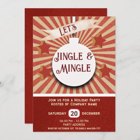 おもしろいクールジングル&ミングル企業のホリデーパーティー 招待状 (正面/裏面)