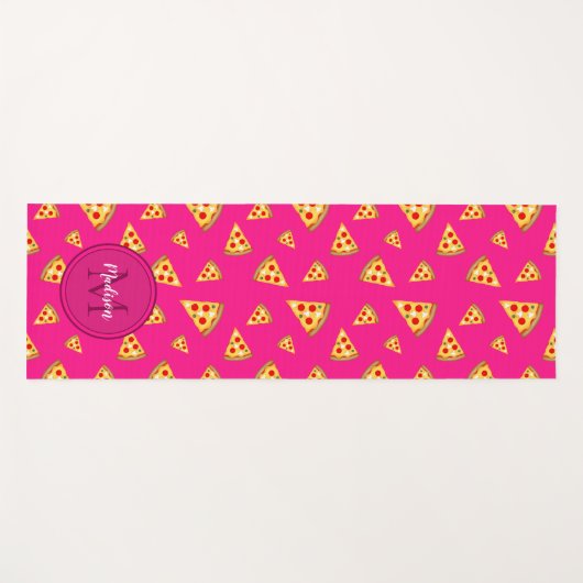 おもしろいクールスライス模様モノグラム熱ピンク1 ヨガマット (正面(横))