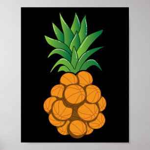 おもしろいクールバスケットボールパイナップルデザイン – グラフィックアート ポスター