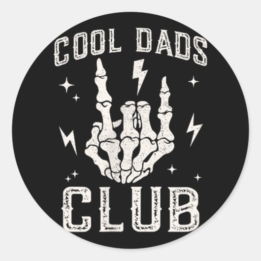 おもしろいクールパパクラブレトロスケルトンパパ ラウンドシール (正面)