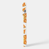 おもしろいクールピザとスライスのパターン白モノグラム iPhoneケース (左側面)