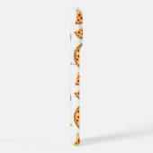 おもしろいクールピザとスライスのパターン白モノグラム iPhoneケース (右側面)