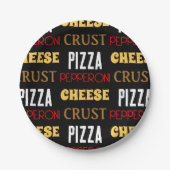 おもしろいクールピザペペローニチーズクラスト文字模様 ペーパープレート (正面)