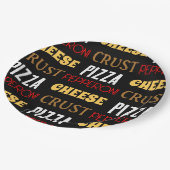 おもしろいクールピザペペローニチーズクラスト文字模様 ペーパープレート (アングル)