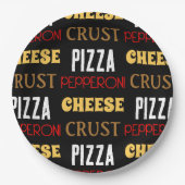 おもしろいクールピザペペローニチーズクラスト文字模様 ペーパープレート (正面)
