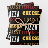 おもしろいクールピザペペローニチーズクラスト文字模様 ラッピングペーパーシート (インサイチュ)