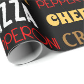 おもしろいクールピザペペローニチーズクラスト文字模様 ラッピングペーパー (ロールコーナー)